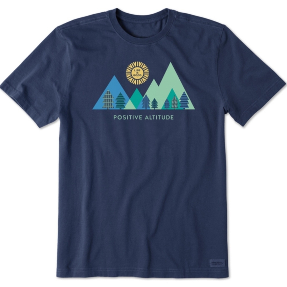 Life is Good Steel Blue Positive Altitude Casual Outdoor Graphic Tee XL
